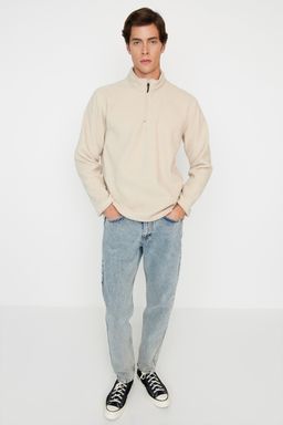 TRENDYOL MAN Siyah Regular/Normal Kesim Dik Yaka Fermuarl? Anti-pilling Polar Sweatshirt TMNAW23SW00395 - Trendyolmilla фото 5