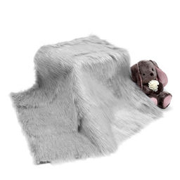 Цена за 51 шт. Ткань для рукоделия и шитья, мех длинноворсовой на трикотажной основе, ширина 155 см, светло-серая