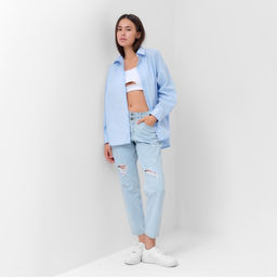 Джинсы женские мом MIST: Denim, размер (28) 44, голубые