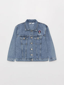 G?mlek Yaka Minnie Mouse Bask?l? K?z ?ocuk Jean Ceket