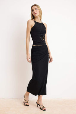 TRENDYOLMILLA Siyah Buzgu Drape Detayl? Maxi Anvelop Esnek Etek TWOAW25ET00096  фото 7