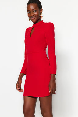 TRENDYOLMILLA K?rm?z? Mini Dokuma Yaka Detayl? Dokuma Elbise TWOAW22EL0393 фото 9