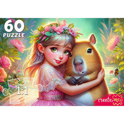 Пазлы 60 "Девочка с капибарой"