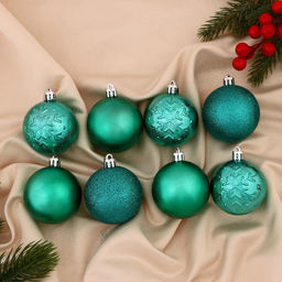 Ёлочные игрушки Изумруд ассорти, шары новогодние, d=6 см, набор 8 шт., зелёный