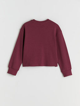 Bisiklet Yaka Bask?l? K?z ?ocuk Sweatshirt