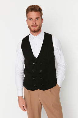 Trendyolmilla Man Siyah Slim Fit Kruvaze Dugmeli Yelek TMNAW21YE0014  фото 3