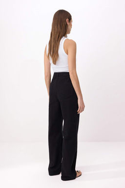 Siyah Cep Detayl? Yuksek Bel Wide Leg Jeans TWOAW22JE0595