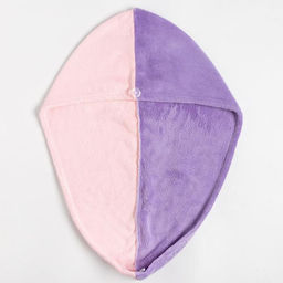 Чалма для сушки волос Этель Двухцветная, цв.розовый/фиолетовый, 65*25 см, 100% п/э  фото 2