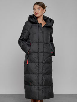 Пальто утепленное с капюшоном зимнее женское черного цвета 52109Ch - Mtforce фото 9