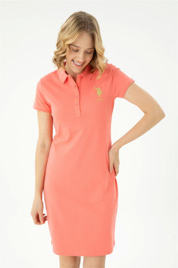 Женское трикотажное платье цвета лосося - U.s. polo assn фото 10