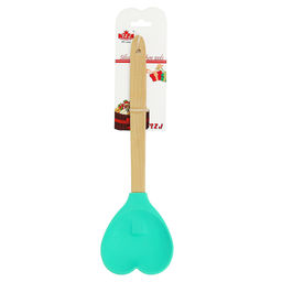 Лопатка силиконовая кулинарная 28,5см Сердце бамбуковая ручка, цвета микс, на картоне (Китай) - Домашняя мода фото 2