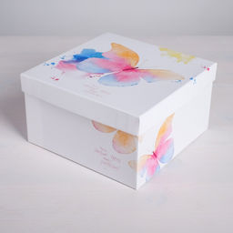 Набор подарочных коробок 3 в 1 Акварельные бабочки, 18 х 18 х 10 - 22 х 22 х 12 см - Дарите счастье фото 3