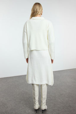 Ekru Midi Triko Ceket Gorunumlu H?rka-Elbise Tak?m TWOAW25EL00082 - Trendyolmilla фото 6