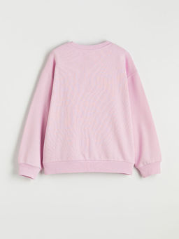 Capyfun Bask?l? K?z ?ocuk Kal?n Sweatshirt