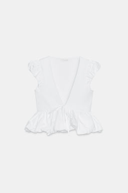CONTRAST BOW T-SHIRT - Zara фото 9