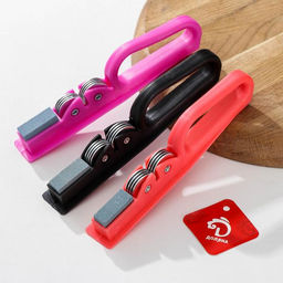 Цена за 2 шт. Точилка для ножей Доляна «Острое лезвие», 19×4.5 см, с ручкой и шлифовкой, МИКС