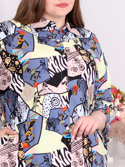 Платье на пуговицах спереди с этническим рисунком - Almond фото 4