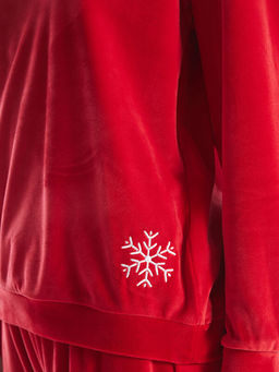 Bisiklet Yaka Nak??l? Uzun Kollu Kad?n Pijama Tak?m?