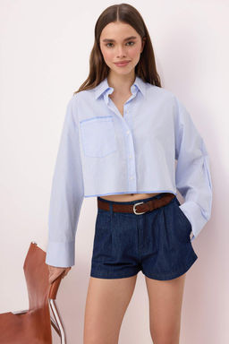 Koyu Mavi MINI Boy Yuksek Bel Denim Sort TWOSS26SR00199
