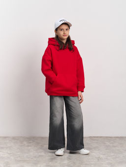 Толстовка с капюшоном для девочки "Basic" красный