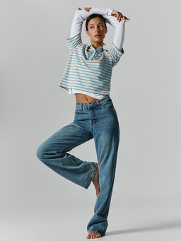 Джинсы Straight fit женские голубые