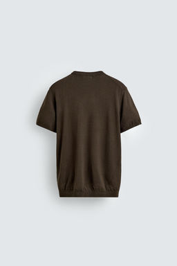 CAMISETA PUNTO REGULAR FIT B?SICO / Chocolate - Zara фото 7