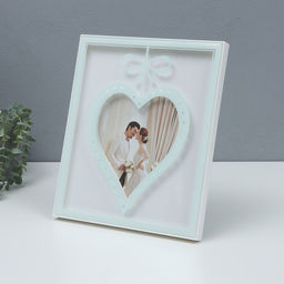 Фоторамка для фото 20?25 см Сердце с бантиком, серебро, бумага тиснение, 26?2?31 см