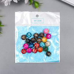 Бусины для творчества пластик Мраморные. Ассорти d=1,2 см набор 20 гр - Арт узор фото 3