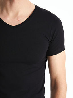 V Yaka K?sa Kollu Penye Erkek Ti??rt - Waikiki фото 5