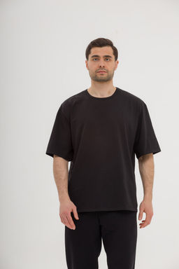 ПЛОТНАЯ ТКАНЬ Оверсайз футболка, черный - Knitka wear фото 3