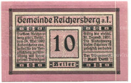 Банкнота 10 геллеров 1920 года Австрия  Рейхенберг (нотгельд)