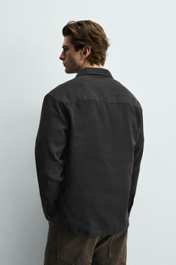CAMISA POLO ALGOD?N - LINO / Negro - Zara фото 3