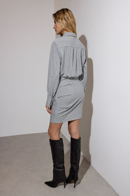 Limited Edition Gri Cizgili Poliviskon Drape Detayl? Vucuda Oturan Mini Dokuma Elbise TWOAW26EL00126 - Trendyolmilla фото 4