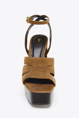 PLATFORM SPLIT SUEDE SANDALS - Zara фото 12