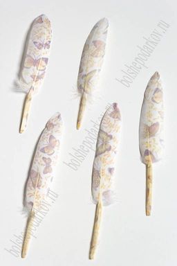 Перья декоративные 15*2,2 см (10 шт) "Бабочки"