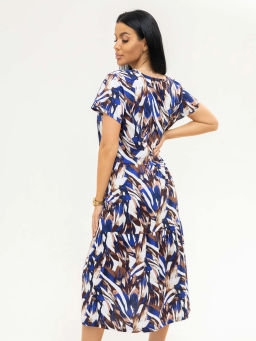 Платье женское, цвет синий бежевый