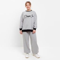 Костюм женский (свитшот, брюки) MINAKU: Casual Collection, размер 50, серый