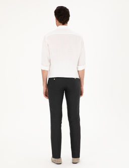 Siyah Slim Fit %100 Keten Pantolon