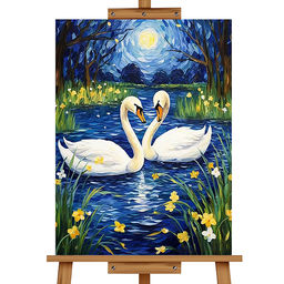 Картина по номерам "Белые лебеди" 40*30 см.