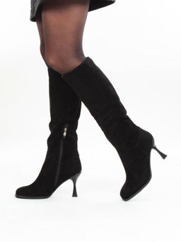 02-E29W-11B BLACK Сапоги зимние женские (натуральная замша, натуральный мех (еврозима))