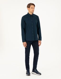 Lacivert Regular Fit Uzun Kollu G_mlek