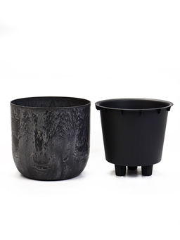 Кашпо для цветов «Микрит», 7.8 л, d=28 см, h=25.5 см, со вставкой, пластиковое, серое