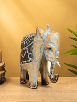 Сувенир «Слон», 24×9×30 см, дерево, коричнево-голубой