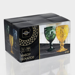 Бокалы для вина Magistro «Варьете», 320 мл, набор 6 шт., стекло, зелёные