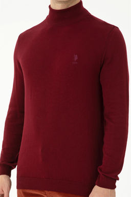 Свитер мужской U. S. Polo Assn базовый бордово-красный из хлопка - U.s. polo assn фото 6