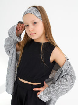 Рубашка в полоску Лен, черная