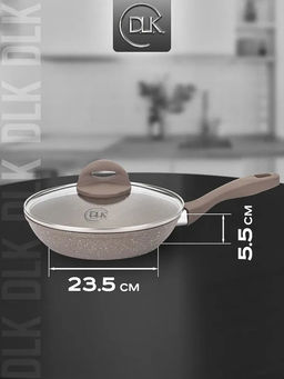 Сковорода с крышкой 28х6 см (3 л) с АПП, цвет: коричневый/золотой, арт. 5050-BN/GD-28. - D.L.K. фото 2