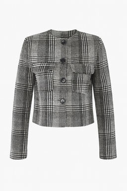 Limited Edition Siyah Beyaz Ekoseli Bisiklet Yaka Ceket TWOAW26CE00033 - Trendyolmilla фото 5