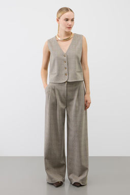 ЕВТ 4160/кремовый,клетка глен брюки жен