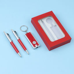 Набор подарочный 3в1 (2 ручки, фонарик красный) - Simaland фото 2